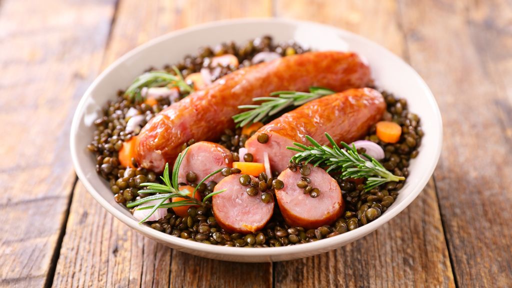 assiette de saucisse lentille grand-mère