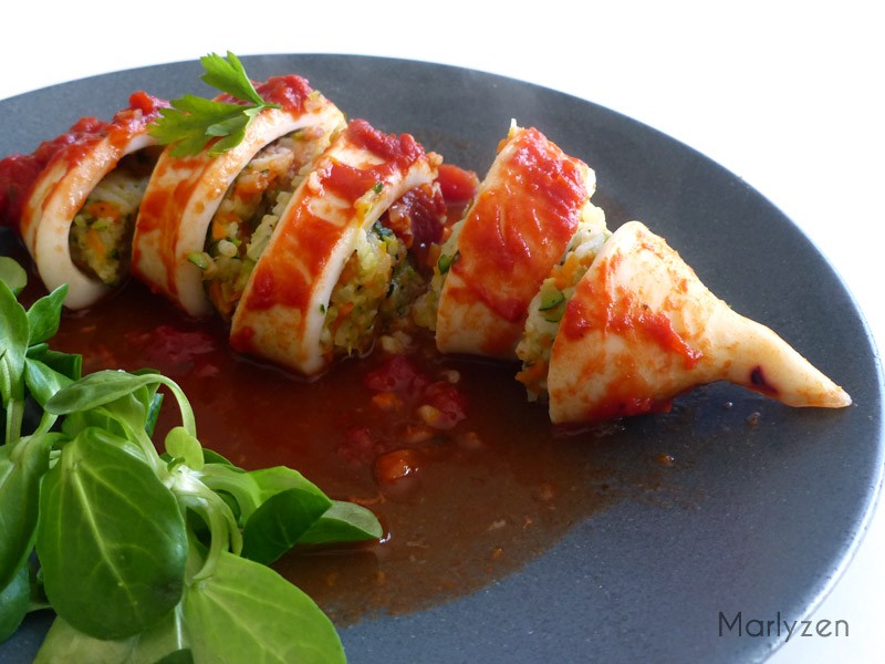 plat de légumes pour accompagner les encornets